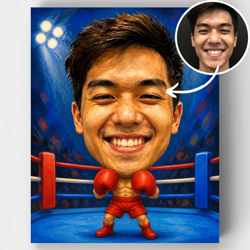 Boxing Champion Bobblehead - Custom Paint by Numbers Kit