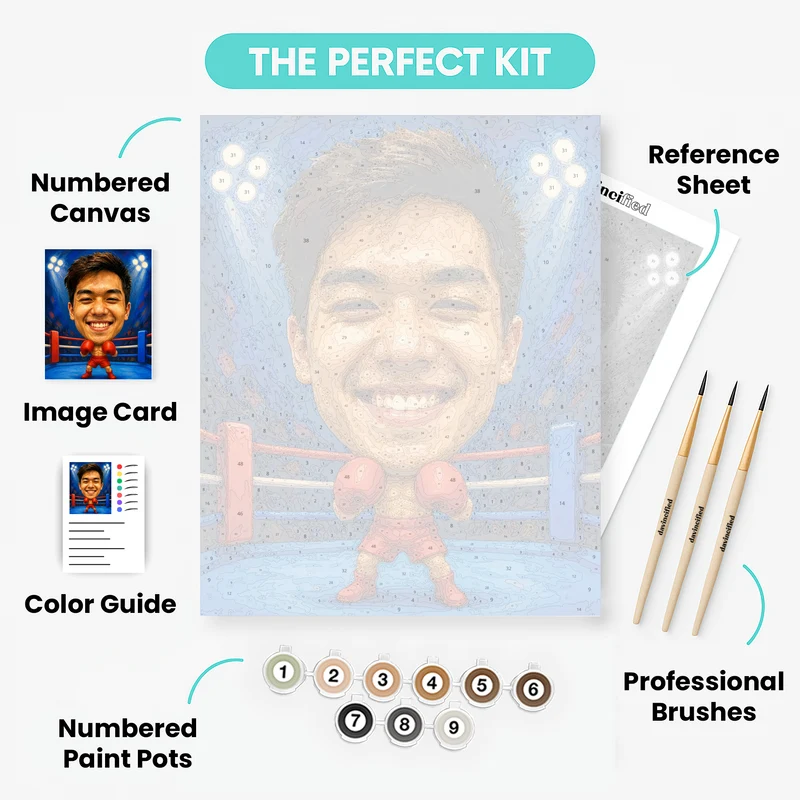 Boxing Champion Bobblehead - Custom Paint by Numbers Kit