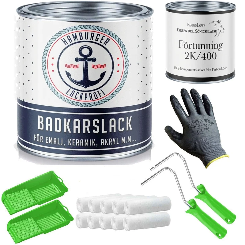 2K Badewannenlack Schwarzblau RAL 5004 mit Lackierset (X300) - Glänzend / Seidenmatt / Matt - Hamburger Lack-Profi