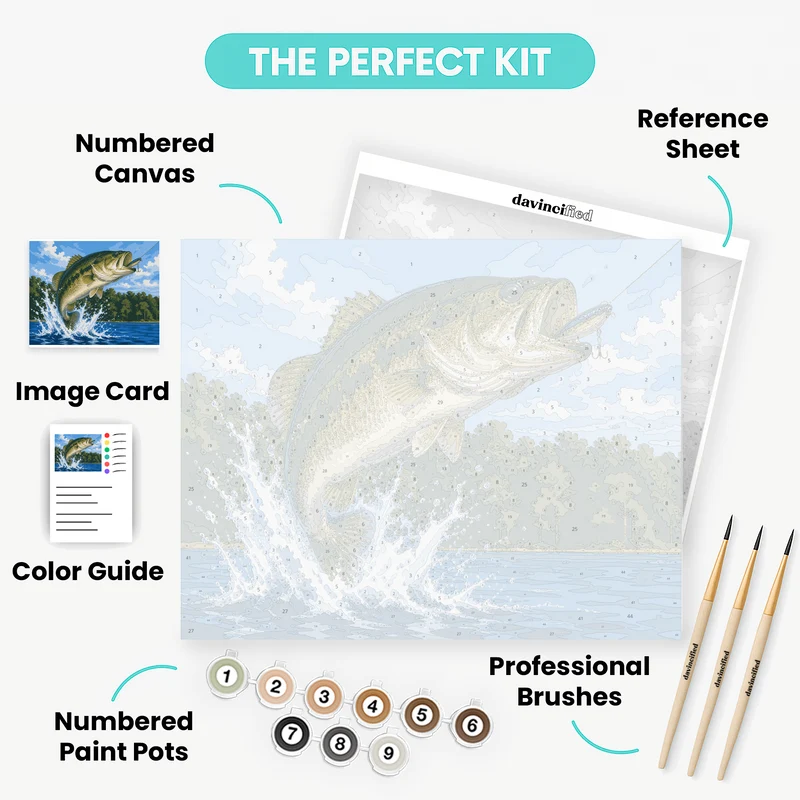 Bass Mid-Leap - Paint by Numbers Kit