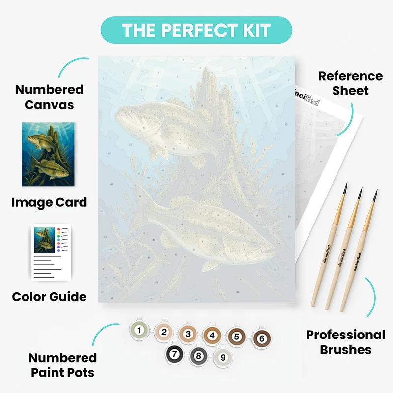 Bass by the Stump - Paint by Numbers Kit