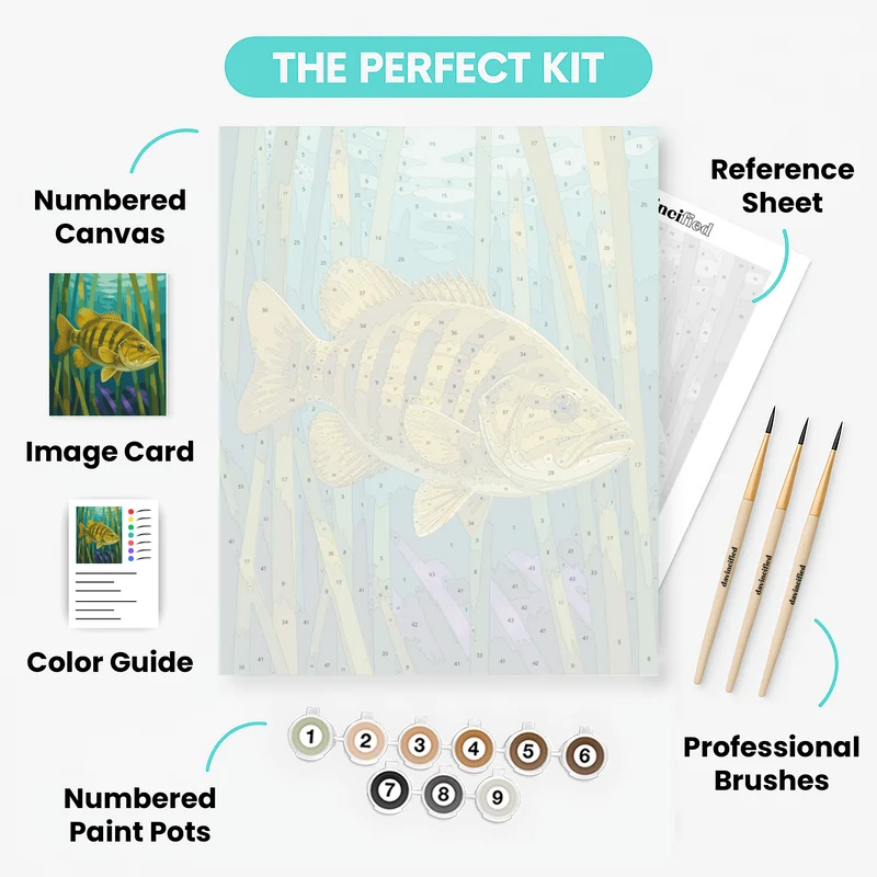 Bronze Bass Among Reeds - Paint by Numbers Kit
