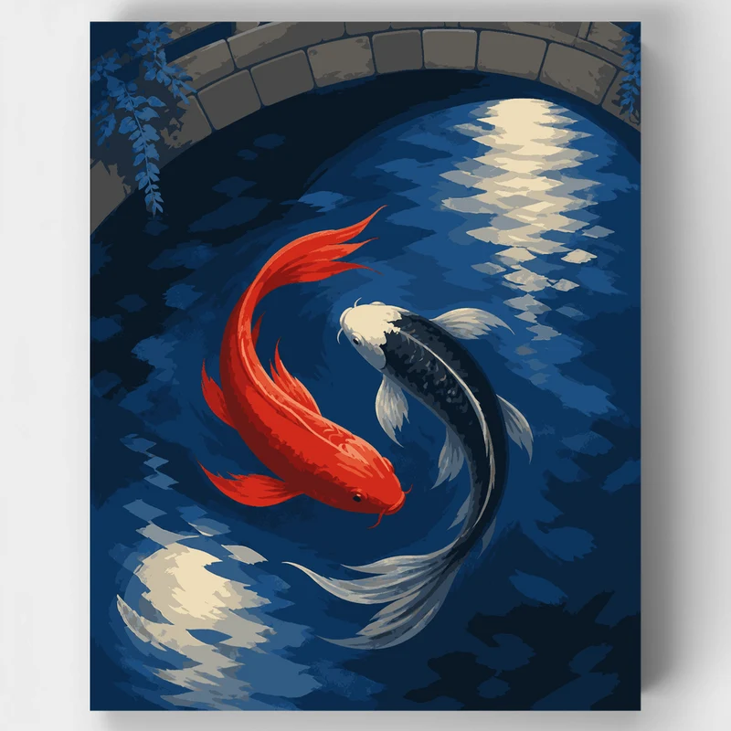 Moonlit Koi Spiral - Paint by Numbers Kit