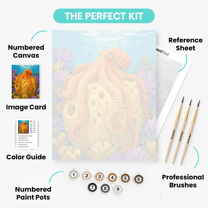 Octopus on Golden Sponge - Paint by Numbers Kit
