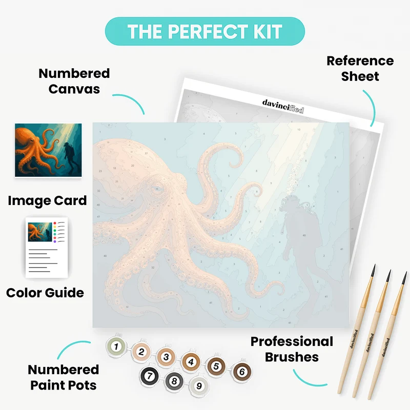Diver Meets the Octopus - Paint by Numbers Kit