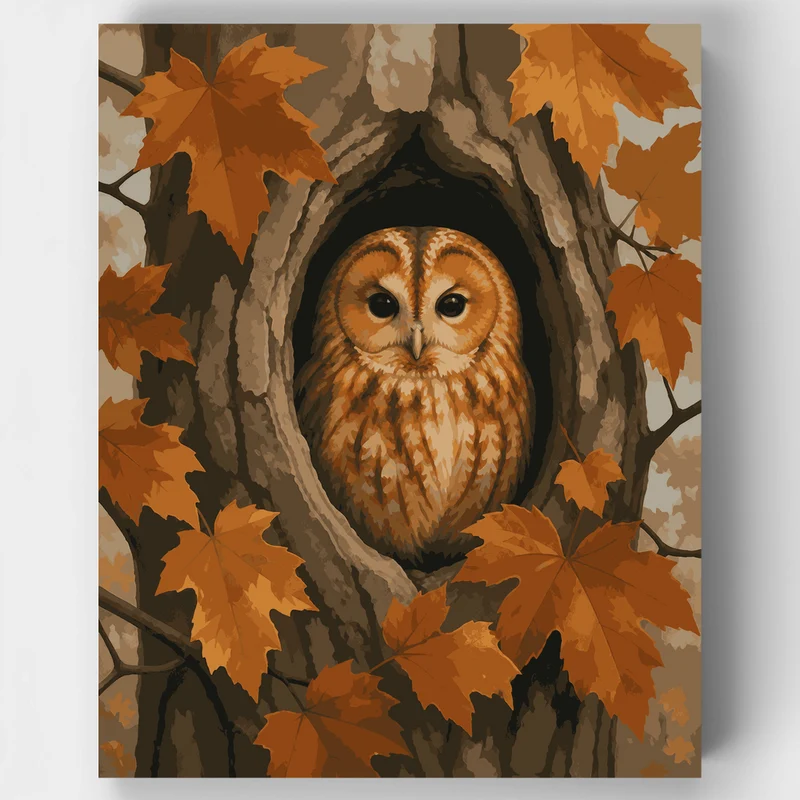 Owl in Tree Hollow - Paint by Numbers Kit