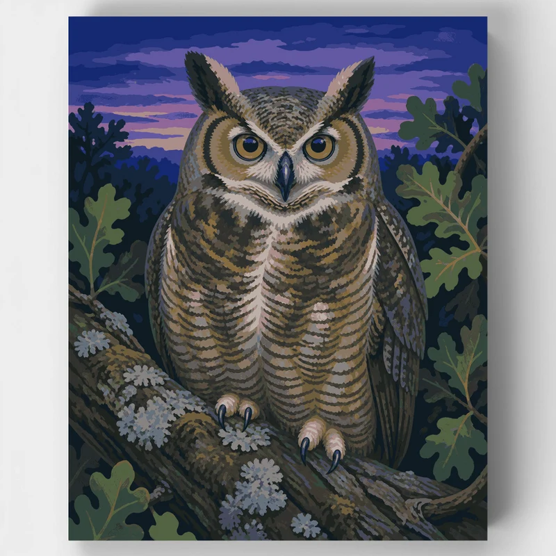 Great Horned Owl at Dusk - Paint by Numbers Kit