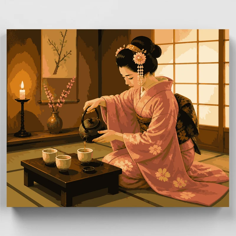Geisha's Evening Tea - Paint by Numbers Kit