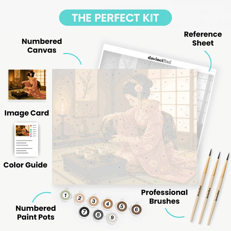 Geisha's Evening Tea - Paint by Numbers Kit