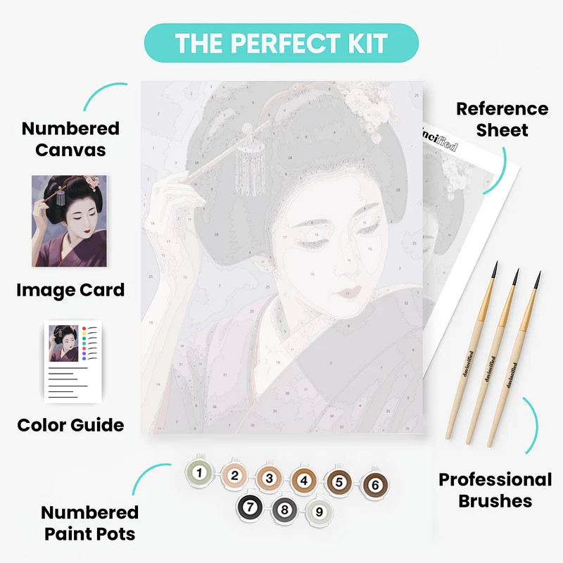 Geisha's Silver Hairpin - Paint by Numbers Kit