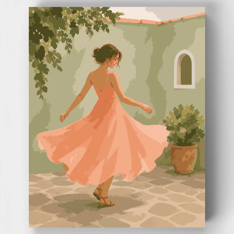 Coral Dress Twirl - Paint by Numbers Kit