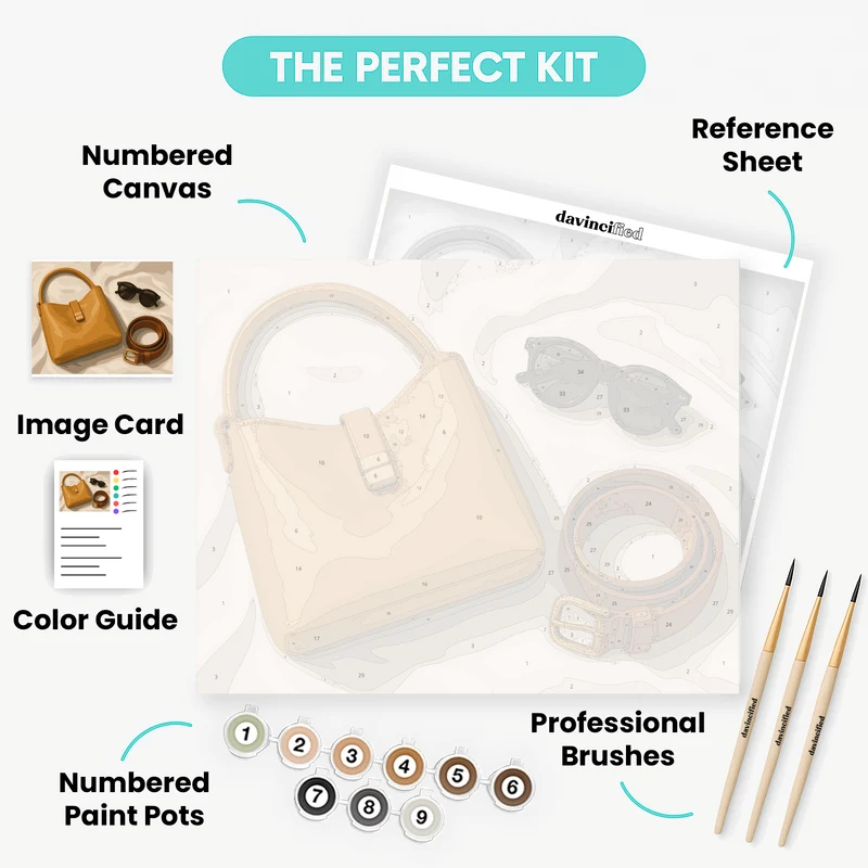 Ochre Handbag Flat-Lay - Paint by Numbers Kit