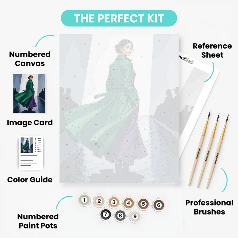Emerald Coat Runway Turn - Paint by Numbers Kit