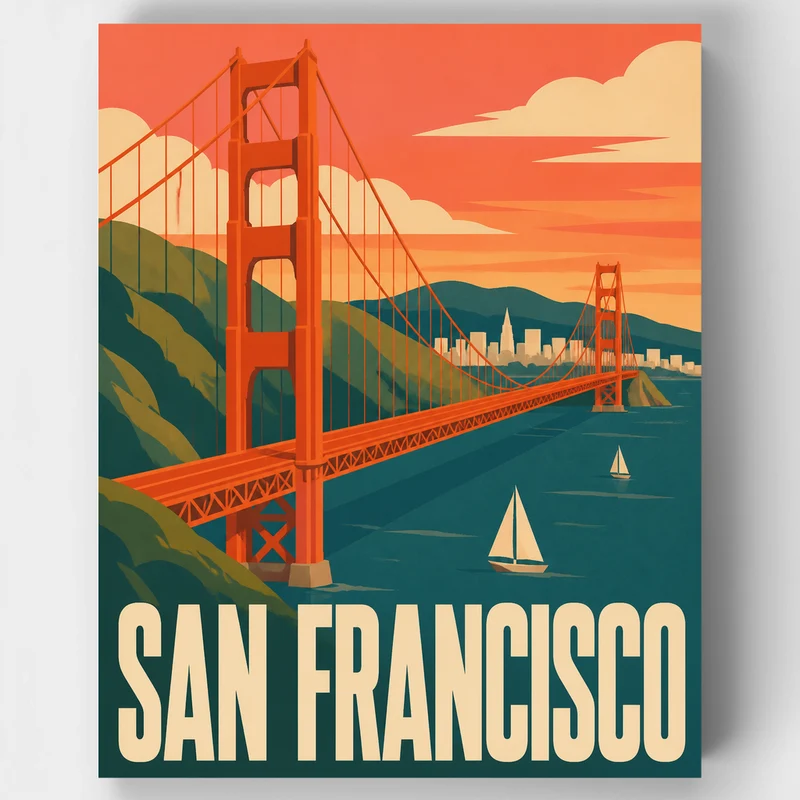 Golden Gate Travel Poster - Paint by Numbers Kit