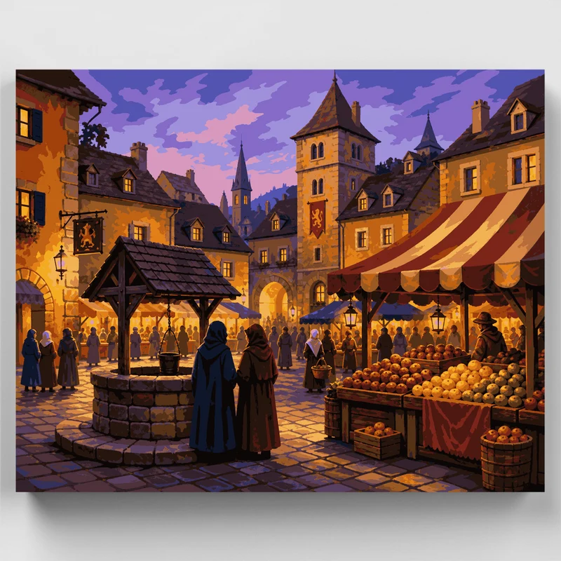 Twilight Market Well - Paint by Numbers Kit
