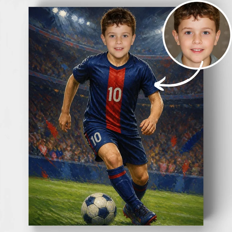 Navy Blue & Red Soccer Star - Custom Paint by Numbers Kit