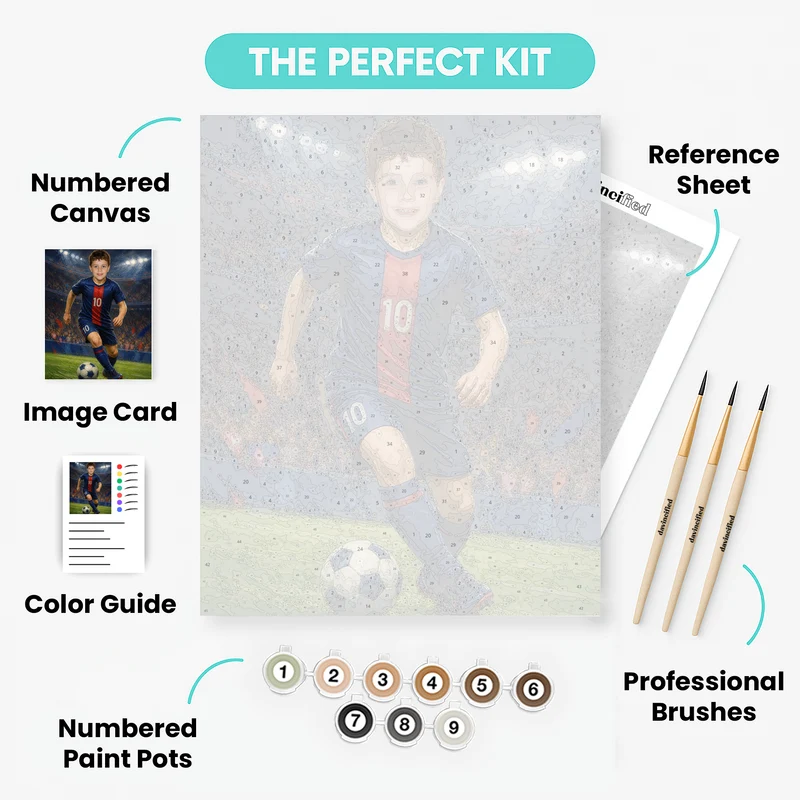 Navy Blue & Red Soccer Star - Custom Paint by Numbers Kit