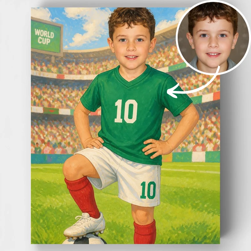 Green & White Soccer Champion - Custom Paint by Numbers Kit