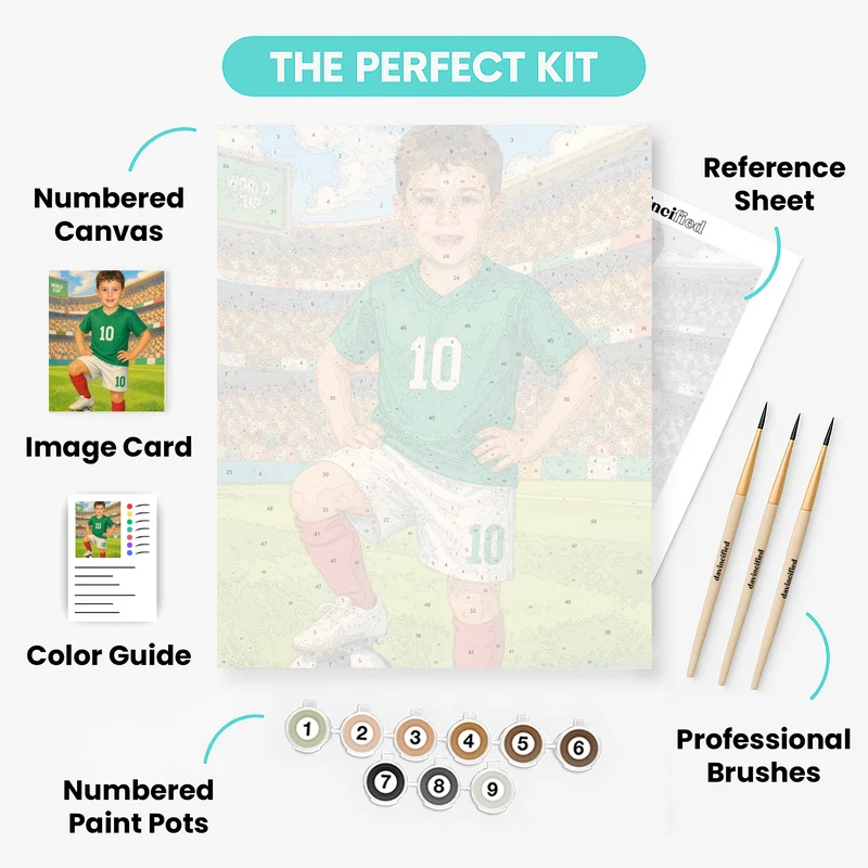 Green & White Soccer Champion - Custom Paint by Numbers Kit