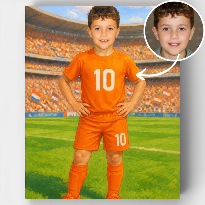Orange Soccer Champion - Custom Paint by Numbers Kit