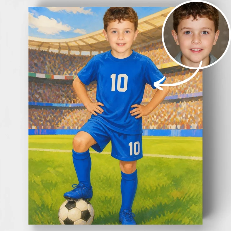 Royal Blue Soccer Champion - Custom Paint by Numbers Kit