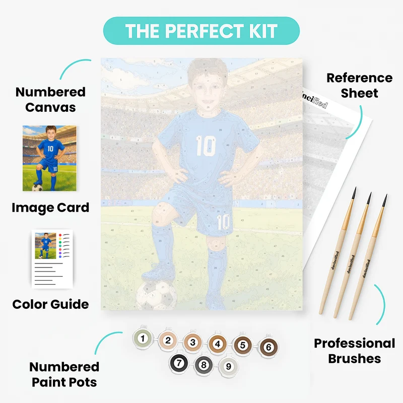 Royal Blue Soccer Champion - Custom Paint by Numbers Kit
