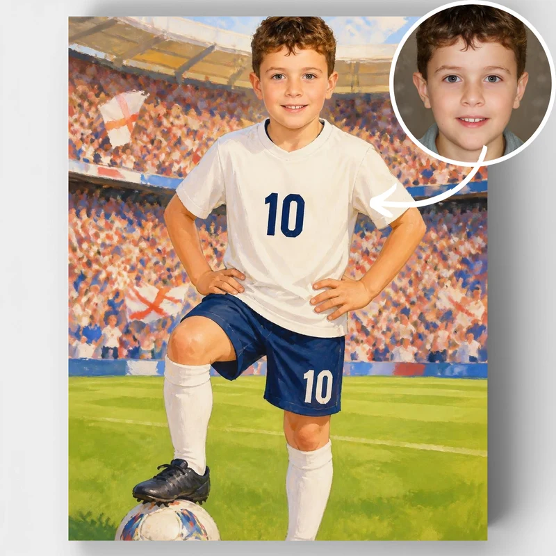 White & Navy Soccer Champion - Custom Paint by Numbers Kit
