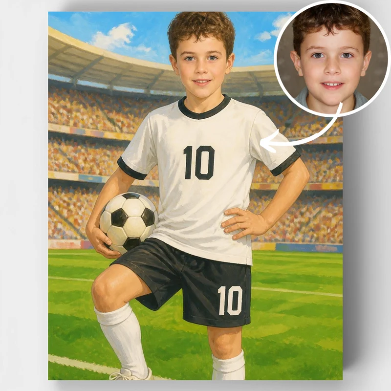 White & Black Soccer Champion - Custom Paint by Numbers Kit