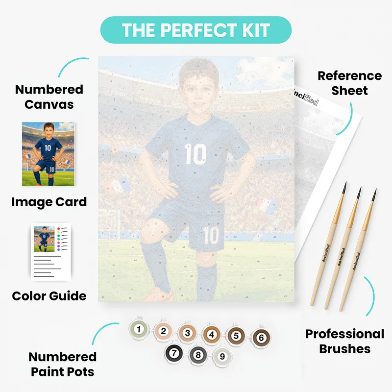 Deep Navy Soccer Champion - Custom Paint by Numbers Kit