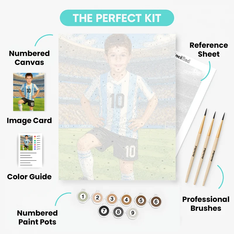 Sky Blue & White Stripes Soccer Champion - Custom Paint by Numbers Kit