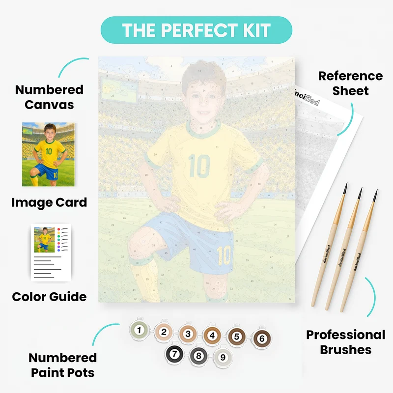 Yellow & Green Soccer Champion - Custom Paint by Numbers Kit