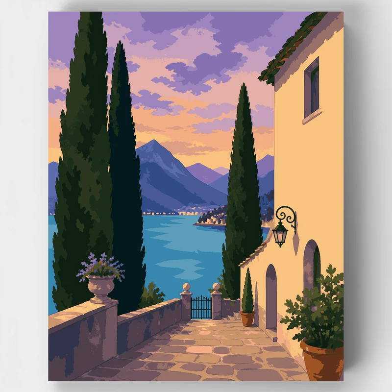 Cypress Path to Lake Como - Paint by Numbers Kit