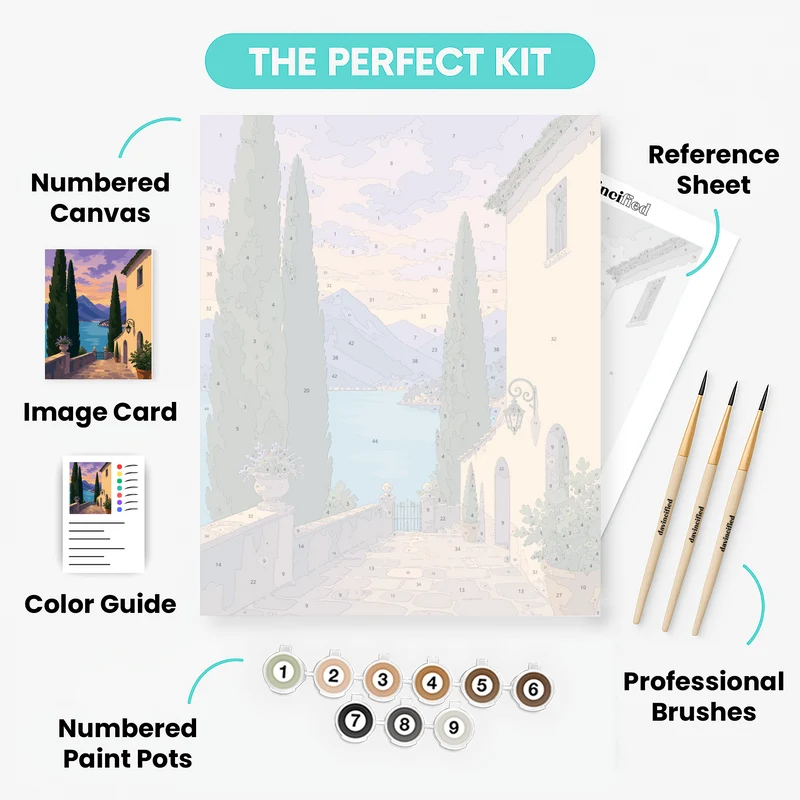 Cypress Path to Lake Como - Paint by Numbers Kit