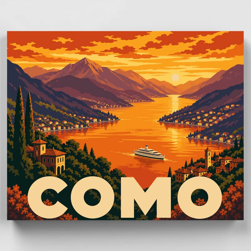 Lake Como Sunset - Paint by Numbers Kit