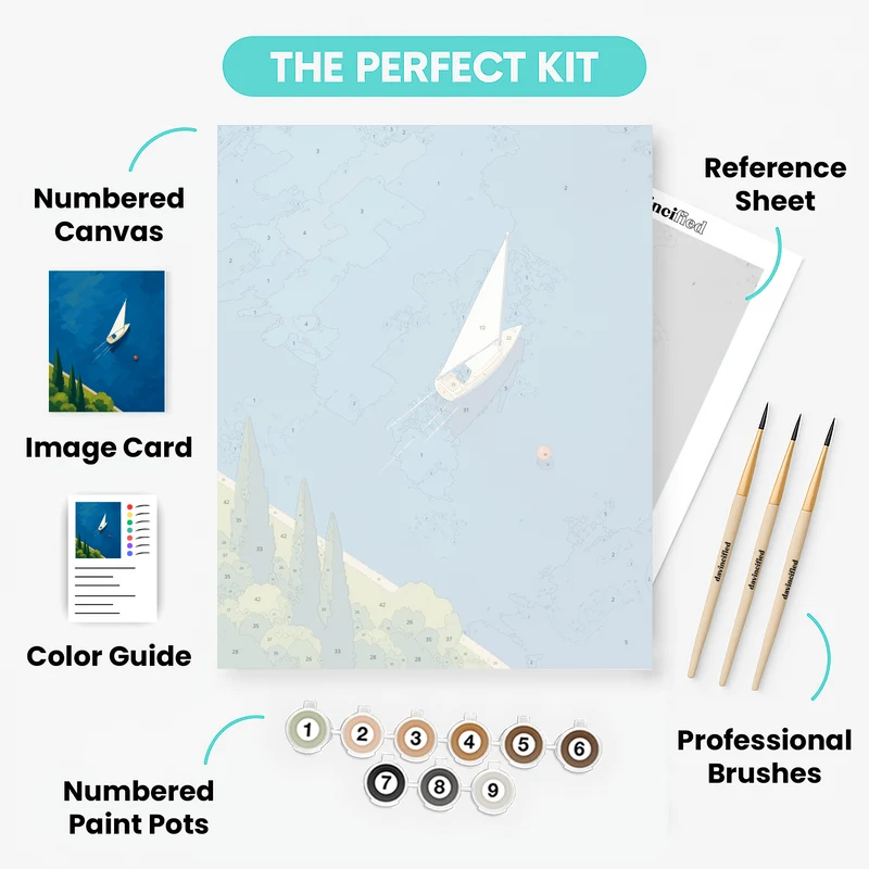 Bird's-Eye Sailboat, Lake Como - Paint by Numbers Kit