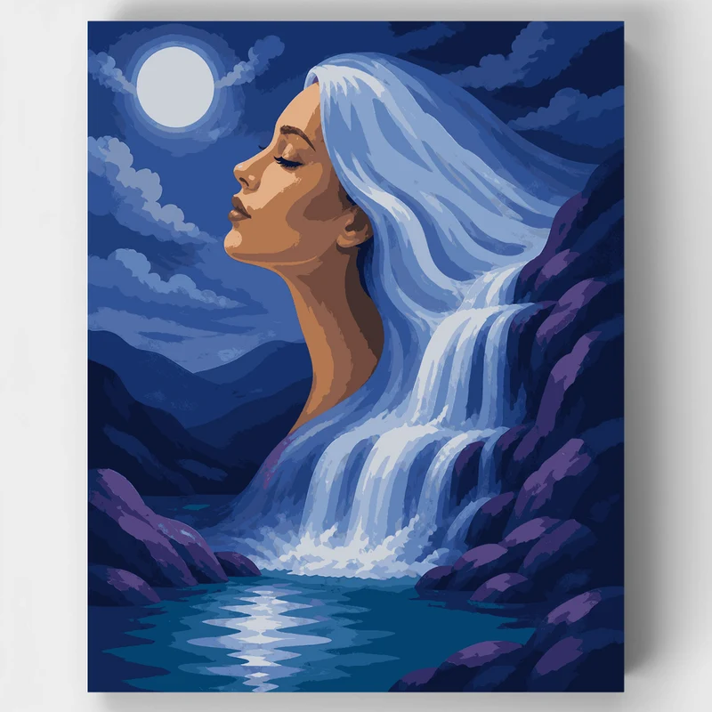 Moonlit Waterfall Muse - Paint by Numbers Kit