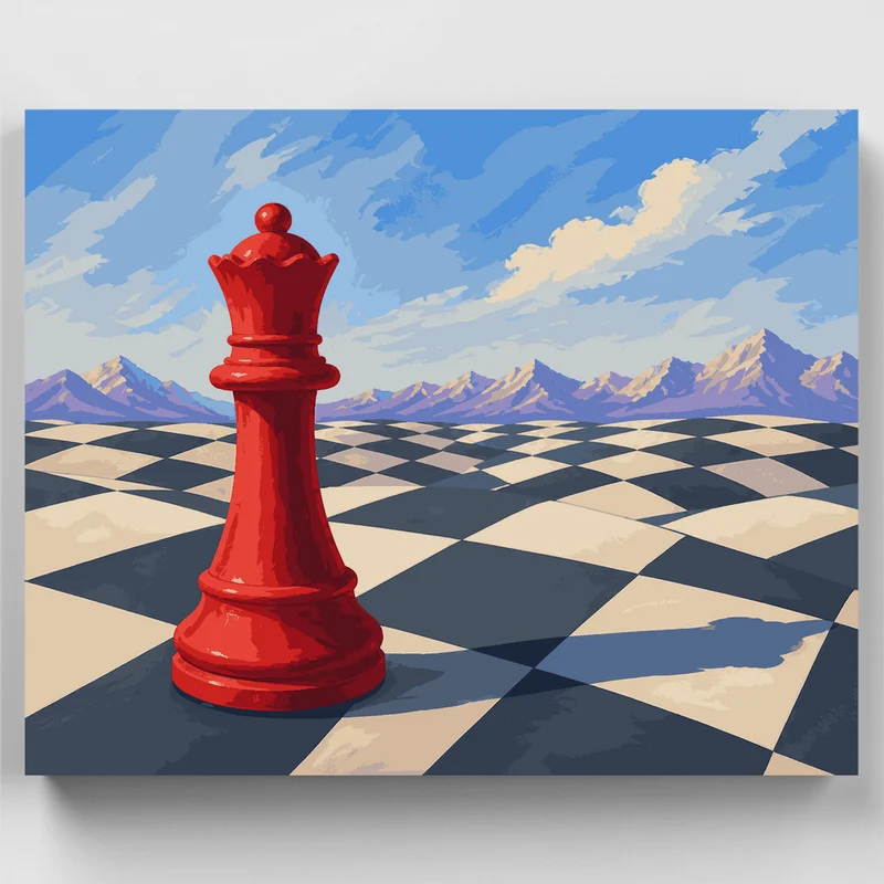 Crimson Chess Queen - Paint by Numbers Kit
