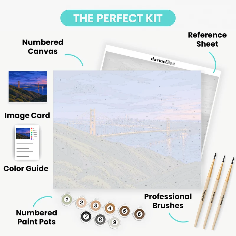 Golden Gate Blue Hour - Paint by Numbers Kit
