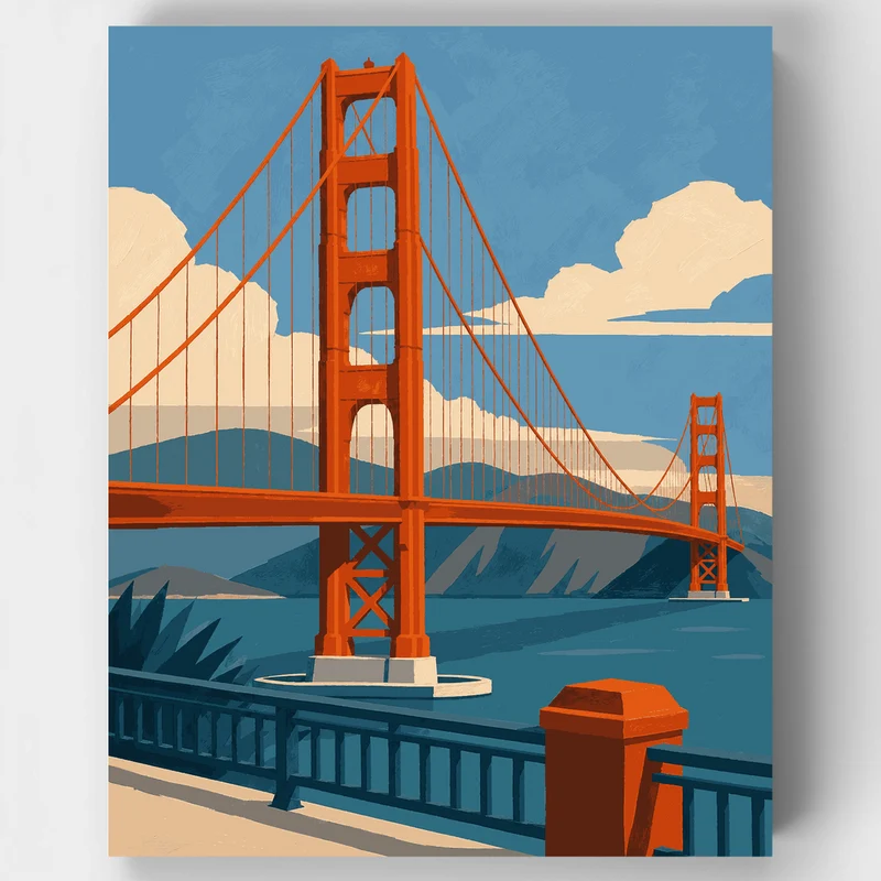 Geometric Golden Gate - Paint by Numbers Kit