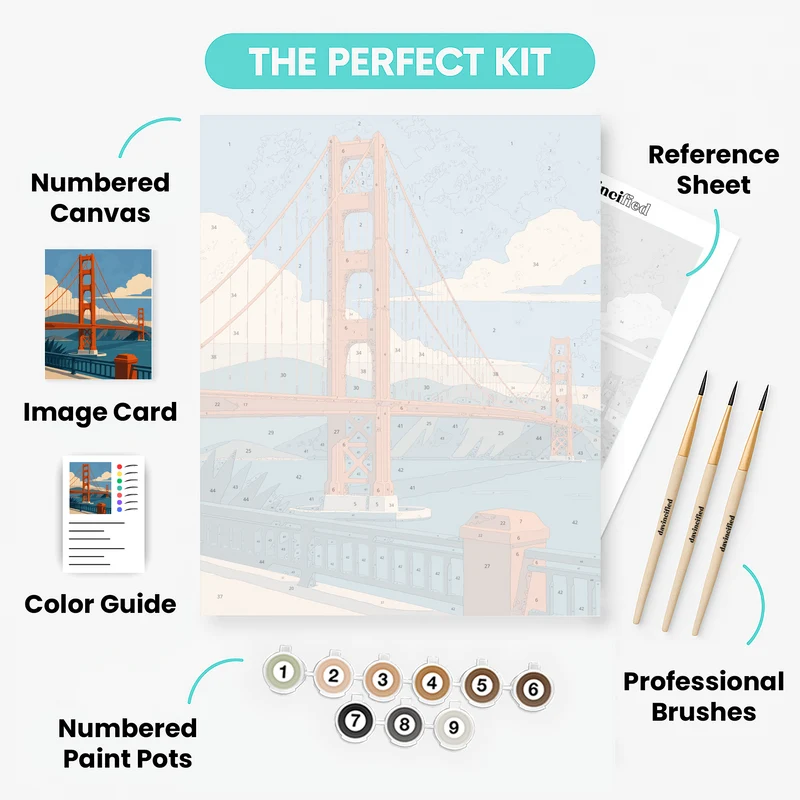 Geometric Golden Gate - Paint by Numbers Kit