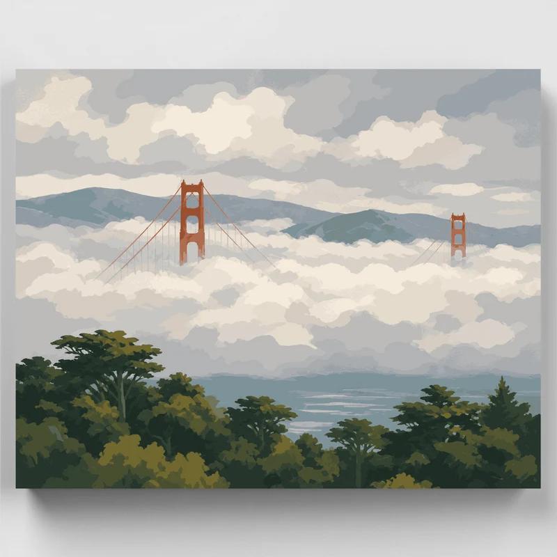 Golden Gate Above the Fog - Paint by Numbers Kit