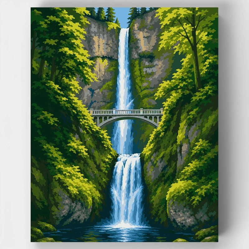 Twin-Tiered Falls Canyon - Paint by Numbers Kit