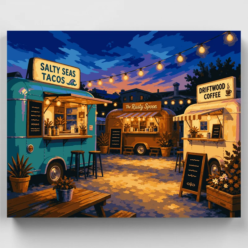 Portland Food Cart Pod - Paint by Numbers Kit