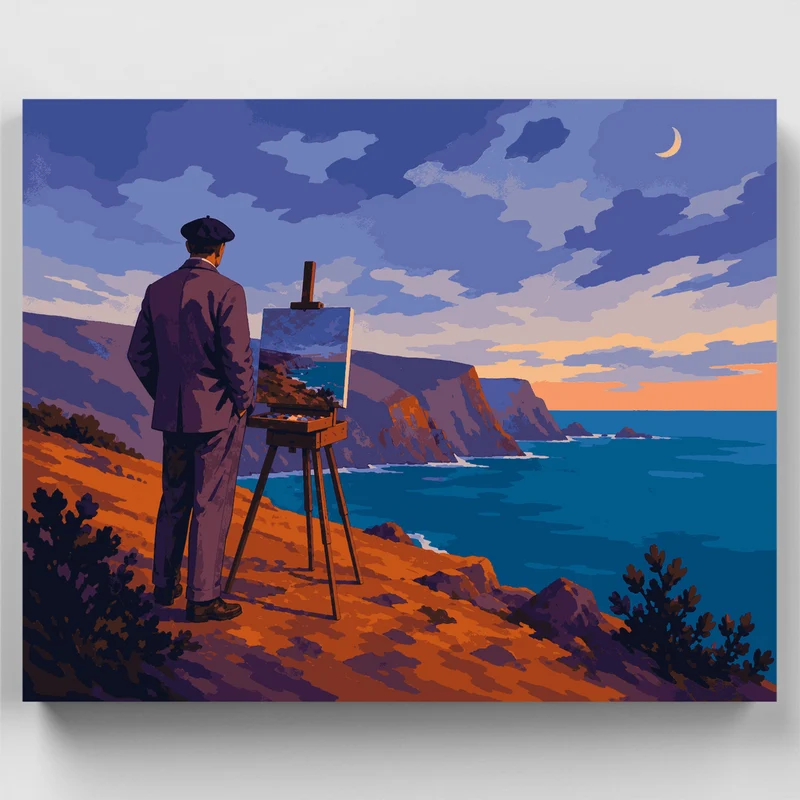 Cliffside Painter at Dusk - Paint by Numbers Kit