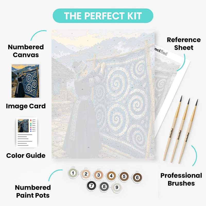 Indigo Spiral Batik - Paint by Numbers Kit