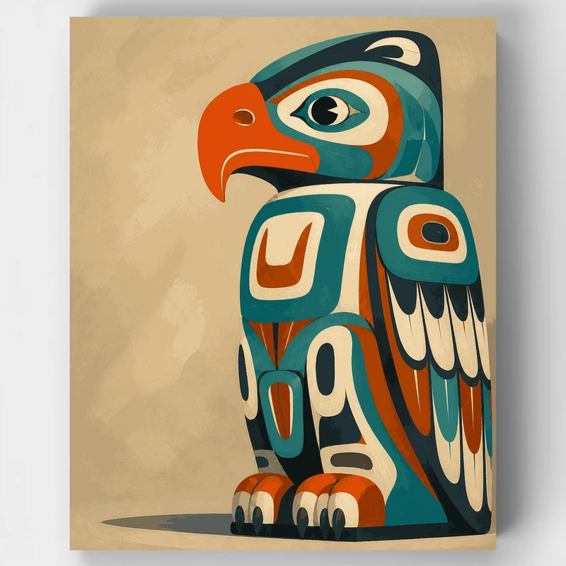 Carved Totem Bird - Paint by Numbers Kit