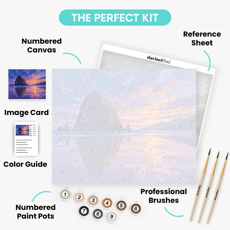 Haystack Rock Dusk - Paint by Numbers Kit