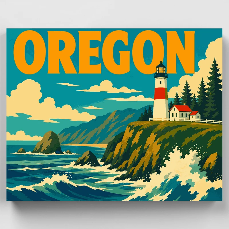 Oregon Lighthouse Cliffs - Paint by Numbers Kit