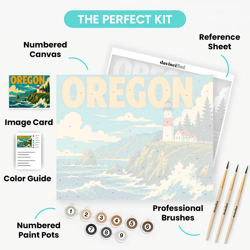 Oregon Lighthouse Cliffs - Paint by Numbers Kit