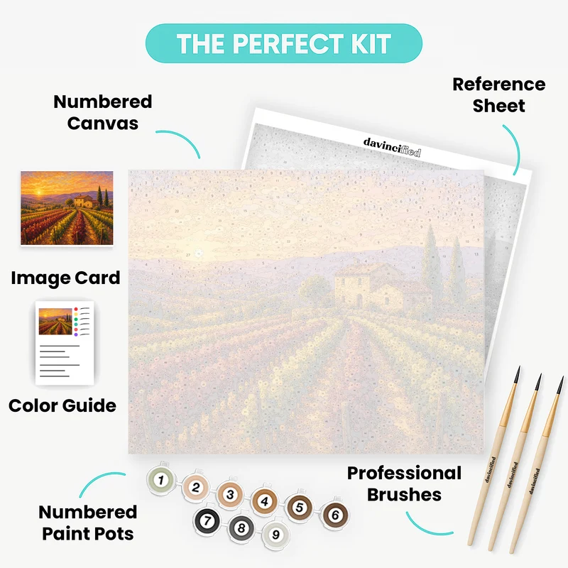 Golden Vineyard Rows - Paint by Numbers Kit